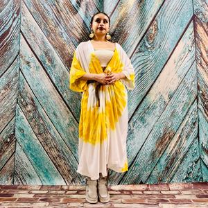 Modern Hot Relaxed Deep V Neck Handmade Tie Dye Trendy Summer 1 Bandeau One-piece Evening Party Boho <b>Beach</b> Kaftan Kimono <b>Robe</b> - Product Image 1