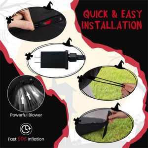 Ragno Gonfiabile Gigante di Halloween, 3 Metri di Larghezza e 1,5 Metri di Altezza, con Testa LED e Luci a Tunnel negli Occhi, in PVC Nero e Rosso e Materiale Oxford - Product Image 4