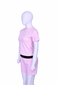 Conjunto de Camiseta y Pantalones Cortos de Algodón y Elastano para Mujer al por Mayor, Ropa Deportiva Informal para Gimnasio, con Logotipo Personalizado - Product Image 4