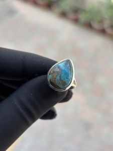 Bague de Fiançailles et de Mariage en Chrysocolle Naturelle de Qualité Supérieure pour Femmes et Filles, en Argent Sterling 925 Massif, Bague de Promesse Certifiée - Product Image 2