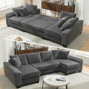 Nuovo Arrivo: Divano Letto Oversize a U da 114 Pollici, 2-in-1, Convertibile, con Funzione Estraibile, per Soggiorno, con Video - Product Image 3