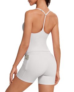 Conjunto de Yoga sin Costuras de 2 Piezas, Top Corto de Cintura Alta y Pantalones Cortos, Color Sólido, Espalda Cruzada, Ropa Deportiva para Mujer - Product Image 1
