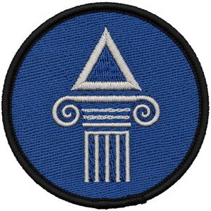Écusson brodé personnalisé Compas triangulaire maçonnique Bleu marine Badge rond Lettre N blanche Logo carré Écusson de franc-maçon à coudre - Product Image 4