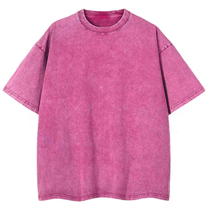 เสื้อยืดผู้ชายสีม่วงล้วน ผ้าฝ้าย แขนสั้น คอกลม ทรงโอเวอร์ไซส์ สไตล์ลำลอง ผ้าถัก ทรงปกติ ดีไซน์เรียบ - Product Image 6