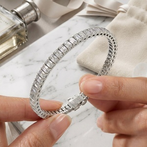 11.40CTW Emerald Bar-<b>Set</b> Diamond Line Bracelet - Product Image 1