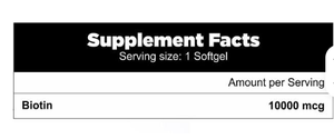Suplemento Dietético Nutricore de Alta Calidad para Adultos, Biotina 10,000 mcg en Cápsulas Blandas para Promover el Crecimiento del Cabello y las Uñas - Product Image 3