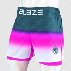 Short de boxe et de MMA 2 en 1 pour hommes, unisexe, taille moyenne, vêtements d'entraînement, jogging imprimé par sublimation, sans gi tissé, design unique de couleurs. - Product Image 1