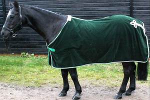 Manta para Caballo de Felpa Suave y Transpirable de Primera Calidad, Diseño de Hojas, Forro de Satén, Ribete de Tela Azul Marino/Blanco, Uso en Todas las Estaciones - Product Image 3