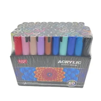 Pulpen cat akrilik jenis cair, pena pelukis DIY, spidol cat akrilik keramik kanvas hingga 60 warna