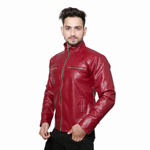 2026 New Arrivals KHAWAJA RAFIQUE ULLAH ENTERPRISES <b>Men's</b> Casual Stand Collar Biker <b>Jackets</b> Genuine <b>Sheepskin</b> Leather Zipper - Product Image 3