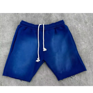 กางเกงขาสั้นผ้าฝ้ายหนานุ่ม 100% รุ่นใหม่ปี 2026 แบบผูกเชือก สไตล์ฝรั่งเศส สำหรับผู้ชาย แฟชั่นสตรีทแวร์ วินเทจ ล้างสีแบบแอซิดวอช - Product Image 2