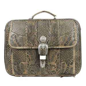 Bolso Mensajero de Cuero Genuino Hecho a Mano para Hombre con Diseño Floral Vintage, Compartimento Dedicado para Laptop y Correa de Hombro Ajustable - Product Image 5
