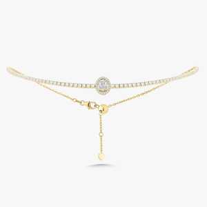 Diamond Tennis Necklaces <b>Cluster</b> Mix Cut Lab Grown 14K Solid Gold 16 Inch Adjustable Luxury Statement Choker Jewelry Manufacture - Product Image 1