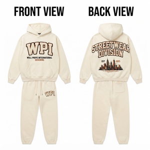 <b>Women</b> Eco-Friendly Reversible Streetwear Tracksuit Maroon 320 GSM Cotton <b>Fleece</b> Heavyweight Hoodie <b>Jogger</b> Set Chenille Applique - Product Image 5