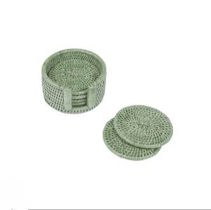 Nouveau design 2026 : Ensemble de sous-verres en résine et nacre avec support en rotin, tapis et dessous de plat, sous-verres pour boissons au meilleur prix - Product Image 3