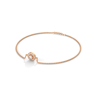 Pulsera de Eslabones Ovalados en Oro Rosa con Halo de Diamantes, Joyería Minimalista para Regalo - Product Image 2