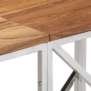Silver <b>Stainless</b> <b>Steel</b> and Solid Acacia Wood Console <b>Table</b> Standard Size - Product Image 5