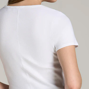 <b>Women's</b> <b>White</b> Crew Neck <b>Short</b> <b>Sleeve</b> T-<b>Shirt</b> Regular Fit 100% Organic Cotton Knitted Casual Solid Color Breathable Eco-Friendly - Product Image 3