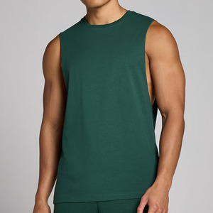 Camiseta sin Mangas para Hombre, Color Verde Oliva, Cuello Redondo, Transpirable, Informal, para Verano, Corte Regular, Estilo Pullover - Product Image 2
