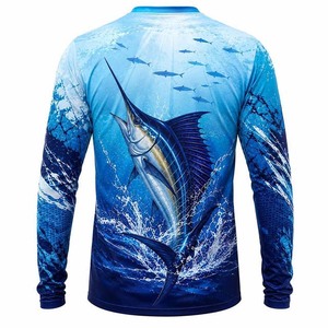 Haut de sport à manches longues pour homme, imprimé par sublimation, UPF 50, anti-UV, bleu, pour activités de plein air et pêche - Product Image 6