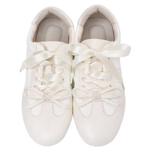 Chaussures plates Ann'S pour femmes en cuir véritable à bout rond, avec fermeture à nouer, nœud, talon bas décontracté, semelle extérieure en caoutchouc, blanches, toutes saisons - Product Image 6