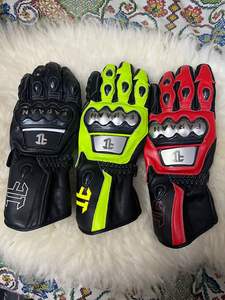 Gants de moto en cuir pour course, en stock, avec protection intégrale des poignets et des phalanges, pour la conduite sur circuit. - Product Image 5