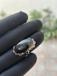 Hot Selling Designer Handmade Bohemian Style <b>Black</b> Sheen obsidian <b>Rings</b> Silver Plated Natural Gemstone Engagement <b>Ring</b> - Product Image 4