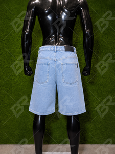 <b>Light</b> Blue Men's Straight Denim Shorts Washed Twill Formal Winter Casual Summer Wear - Product Image 2