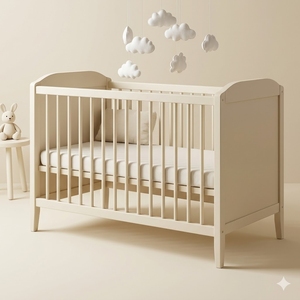 Lit bébé sculpté en acajou, mobilier de chambre d'enfant fait main d'Indonésie AQ7880 - Product Image 1