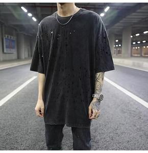 Camisetas personalizadas para hombre, estilo urbano, desgastadas, rotas, envío directo, camisetas extragrandes - Product Image 2