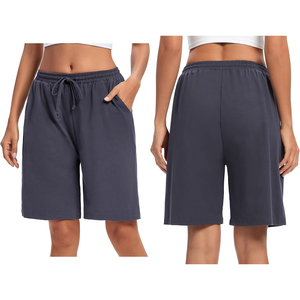 Shorts Deportivos Básicos Cómodos para Mujer, Cintura Alta, Pierna Ancha, Tejido Suave, Ecológicos, Transpirables, con Bolsillos, Corte Regular - Product Image 3