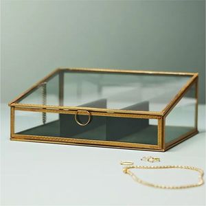 Vintage Brass <b>Glass</b> Jewelry <b>Box</b> Clear Decorative Keepsake Organizer Rectangular <b>Glass</b> Display <b>Box</b> Wedding Gift Home Decor <b>Box</b> - Product Image 2