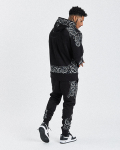 Ensemble survêtement décontracté homme en molleton de coton avec impression sérigraphiée OEM personnalisée, style streetwear vintage délavé, comprenant un sweat à capuche et un pantalon de jogging - Product Image 2