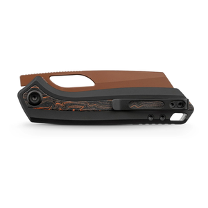 Couteaux de poche pliants haut de gamme, lame en cuivre, manche à motif noir, avec clip de poche et fente d'ouverture ovale - Product Image 2