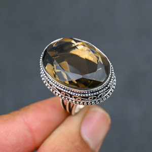 Smokey <b>Quartz</b> 925 Silver Luxury Gemstone <b>Ring</b> for Party Occasions - Product Image 4
