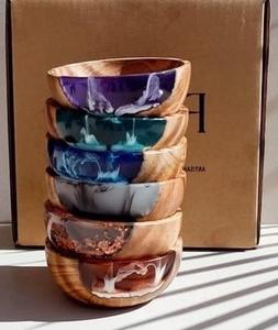 Tazón Decorativo de Resina Epoxi y Madera con Bordes Hechos a Mano, Diseño de Resina Brillante, Libre de BPA, Ligero - Product Image 4