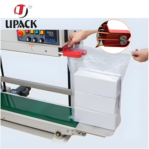 Máquina Selladora de Bolsas de Banda Continua, Tipo Vertical, para Bolsas de 5 KG, 10 KG y 15 KG, Selladora Térmica para Plástico, Papel de Aluminio y Película Laminada - Product Image 2