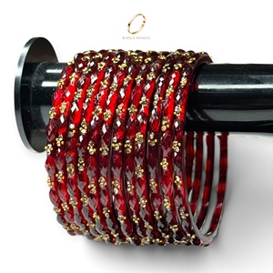 Pulseras Kashmiri de Cristal de Circonio Rojo Granate de Moda, las Más Vendidas, con Acabado Chapado en Oro, para Bodas de Mujeres - Product Image 1