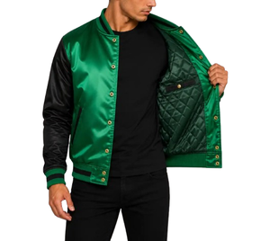 High Quality Custom Satin Bomber <b>Jacket</b> Polyester Winter <b>Men</b> College Baseball Satin Varsity <b>Jacket</b> For <b>Men</b> - Product Image 3