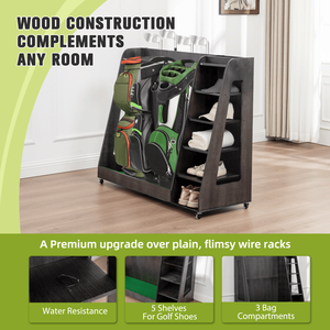 Gray Wooden Golf Bag Storage <b>Rack</b> <b>for</b> <b>Garages</b> and Shelves - Product Image 4