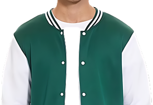 Customizable Men's College Fit Wool Varsity Jacket Stand Front Soft Touch Ribbed Trim <b>Covered</b> <b>Button</b> Closure Embroidery Canvas - Product Image 4