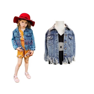 Chaqueta Vaquera Desgarrada con Flecos para Niñas Pequeñas, Estilo RTS, Gran Venta - Product Image 6