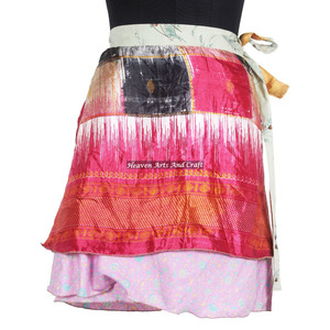 Indian Double Layer Multi Colored Art Silk Wrap <b>Mini</b> Skirt Daily Wear <b>Mini</b> Skirt For Women Summer Wear Women's Boho <b>Print</b> Casual - Product Image 6