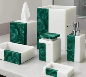 Juego de Accesorios de Baño de Resina Hechos a Mano con Efecto Resina, Juego de Regalo de Accesorios de Baño a Bajo Precio en India - Product Image 4