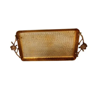 Premium Quality Customized Shape Metal <b>Tray</b> With <b>Gold</b> Handle Antique Design Home Table Decorative Food <b>Serving</b> <b>Tray</b> In Low Price - Product Image 5