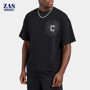 เสื้อยืดฮิปฮอปคอโอ แขนยาว ทรงหลวม ผ้าคอตตอนถักเนื้อหนา 100%  ตกแต่งด้วยคริสตัล  รุ่นใหม่ล่าสุด ผลิตในบังกลาเทศ - Product Image 1