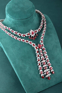 Conjunto de Collar y Pendientes de Rubí en Forma de Pera, Joyería de Moda con Piedra Roja Delicada de Lujo, Regalo de Boda para Mujer - Product Image 5