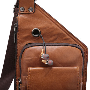Bolso de Pecho y Hombro de Cuero Genuino para Hombre, Gran Capacidad, con Cierre de Cremallera, Estilo Moderno, Venta al Por Mayor - Product Image 6