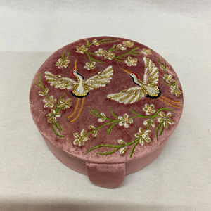Hot Selling Luxury Velvet Wood Fabric Jewelry Organizer Hand Beaded Embroidered <b>sweet</b> <b>box</b> Customized Color Size Logo Capacity - Product Image 5