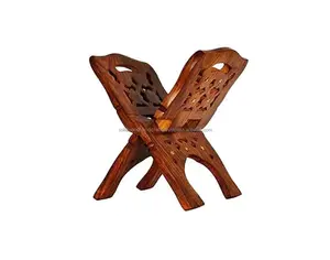 Soporte de Corán de buena calidad Rahel Soportes de madera tallada de madera de tamaño mediano Diseño especial para soporte de Corán musulmán Rahel